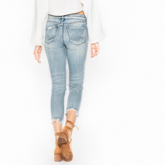 Silver Aiko Slim Crop Light Wash Sz 33 - Picture 2 of 12